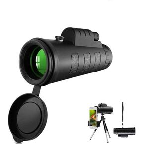 Monocular Telescope 40X60 High Power HD Monocular with Smartphone Holder Tripod - Waterproof Monocular with and Clear FMC BAK4 Prism Dual Focus for Bird Watching Camping Hikin