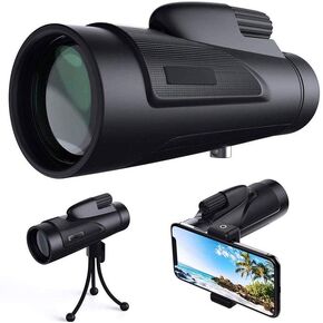12X50 Monocular Telescope Monocular with Smartphone Holder BAK4 Prism IPX7 Waterproof Monocular for Adults Kids Bird Watching Hunting Camping Hiking Traveling
