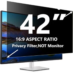 42 Inch Privacy Screen Filter for Computer 16:9 Widescreen TV Monitor, Privacy Shield Anti Glare Anti Blue Light Protector