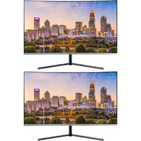 Samsung UR59 32-inch Curved 2160P 4K UHD Borderless IPS LCD ViewFinity Monitor, 2-Pack Bundle with, DisplayPort, HDMI, USB (U32R590CWN), silver