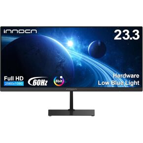 INNOCN 23 Inch Widescreen Computer Monitor WFHD 2560 x 1080p HDMI DisplayPort PC Monitor, Tilt Adjustable, Eye Care, Black