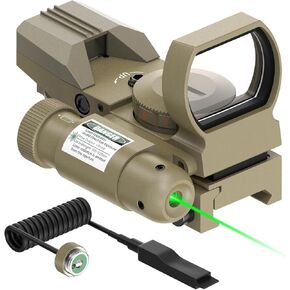 Feyachi Reflex Sight - 4 Reticle Red & Green Dot Sight Optics with Integrated Red/Green Laser Sight Less Than 5mW Output