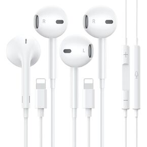 2 Packs- Wired Headphones for iPhone Earbuds Built-in Microphone & Volume Control Nosie Reduction Headsets Compatible with iPhone 14/13/12/11/XR/XS/X/8/7/SE/Pro/Pro Max/Support All iOS System