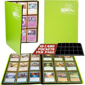 Monster Binder - ألبوم بطاقة تجارية 9 جيوب - أخضر زمردي مطفأ (جيوب مضادة للسرقة تحمل 360 Yugie Pokemon، Magic the Collecthering Cards)