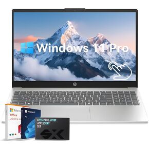 HP 15.6" Touchscreen Laptop, Intel Core i7-1355U, 32GB RAM, 1TB SSD, FHD Display, Iris Xe Graphics, Win 11 Pro, Lifetime Office, Copilot, Webcam, WiFi 6, Bluetooth, w/Accessories for Business & Study in Kuwait