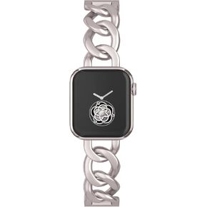 Watch Bands for Women Compatible with Apple Watch Band 38mm 40mm 41mm 42mm 44mm 45mm 46mm 49mm Adjustable Metal Band Cowboy Steel Chain Bracelet for iWatch Series 1/2/3/4/5/6/7/8/9/10/SE