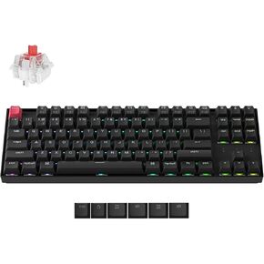 Keychron K8 Tenkeyless Wireless Mechanical Keyboard for Mac, RGB Backlight, Bluetooth, Multitasking, Type-C Wired Gaming Keyboard for Windows with Gateron G Pro Red Switch