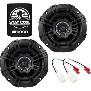 KICKER Speakers 4 inch for Jeep Gladiator 2020-2023 Upgrade Kit - Pair of DS Series with Harness, Coaxial Car Audio Front Dash Speaker DSC404, 43DSC404