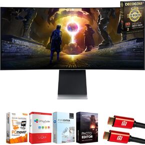 Samsung 34" Odyssey OLED G8 G85SD 175Hz 0.03ms Curved Gaming Monitor Bundle with Tech Smart USA Elite Suite 18, 2X 4K HDMI Cable & Deco Gear CPS Exclusive 26 Month Protection Pack (BEACH-CPS-261000)