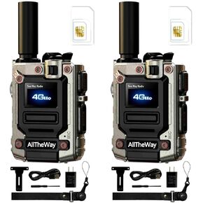 Global Walkie Talkie Unlimited Range 4G Ptt Radios Nationwide Portable Two Way Radio with Flashlight Long Distance Handhold Ptt Walkie Talkies for Family, Logistics, and Company(2 Pack with SIM Cards)