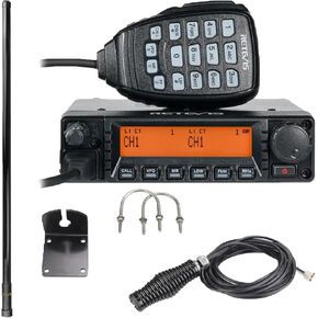 Retevis RA87 GMRS Mobile Radio, 40W Mobile Transceiver Base Station with Cable, 8 Repeater Channels, Chirp, Dual Watch, Long Range Two Way Radio for Off-Road(Black 1Pack)
