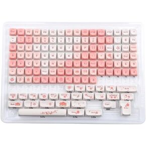 5-Sided Sublimation PBT Keycaps Set Compatible with MX Switches Compatible with Mechanical Keyboards EN JP Korean Layout 134Keys MOA Design(MOA-YH Pink EN Bag)