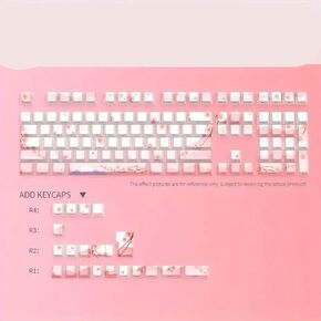 Blossom Pink 127 PBT Keycaps Compatible with Mechanical Keyboards Customizable with Side Engraving Ideal Gifts Compatible with Girls