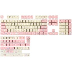 Cream Bunny PBT Keycaps Set 141 MOA Profile Dye Sublimation Keycaps Mechanical Keyboards