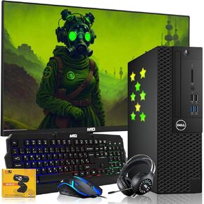 Dell Desktop PC Gaming Bundle - Core i5, 16GB RAM, 1TB SSD, 27-inch Curved Monitor, GT 1030, RGB Keyboard with AI-Enhanced Copilot Key and Mouse, RGB Headphone, Webcam, Wi-Fi, Win 11 Pro (Renewed)