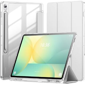 INFILAND for Galaxy Tab S10 FE Plus Case (2025) 13.1 Inch Slim Tri-fold Clear Protective Case Cover with S Pen Holder for Samsung Galaxy Tablet S10 FE+ (Rose Gold)