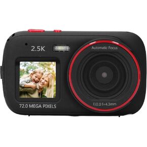 Digital Camera, Travel Selfie Camera with 2.5K 72MP Autofocus, Dual Screen 16X Digital Zoom, Anti Shake Vlogging Camera, Automatic Light Sensitive (Roseate)