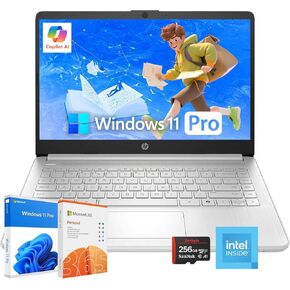 HP 2025 14" Business Student Laptop Computer, Quad Core Intel N150 Processor, 16GB RAM, 384GB Storage(128GB UFS + 256GB MSD), 1 Year Microsoft Office 365, Windows 11 Pro, Copilot AI, Wi-Fi 6