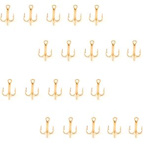 20pcs Fish WOW!® Fishing 3X Strong Treble Hooks Gold - Size #16 Tiny Size