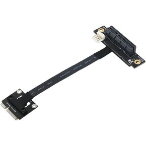 JMT MINI PCIE إلى PCI-E Cable 270 ° 20cm أضف على البطاقة مع FDD 4PIN إلى SATA Power Cable دعم لموسع Minicard المستند إلى PCI Express (16x)