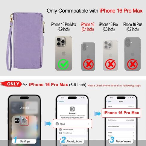 Fanavagy متوافق مع iPhone 16 Pro Max Wallet Case مع حامل بطاقة حظر RFID لـ Magsafe ، PU Leather Magnetic Wallet Detachable Phone مع Kickstand لـ 16 Promax 6.9 بوصة ، Rosegold in Kuwait