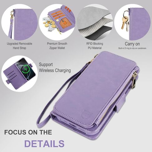 Fanavagy متوافق مع iPhone 16 Pro Max Wallet Case مع حامل بطاقة حظر RFID لـ Magsafe ، PU Leather Magnetic Wallet Detachable Phone مع Kickstand لـ 16 Promax 6.9 بوصة ، Rosegold in Kuwait
