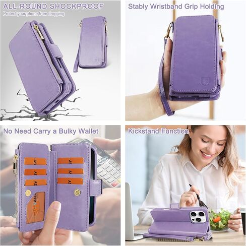 Fanavagy متوافق مع iPhone 16 Pro Max Wallet Case مع حامل بطاقة حظر RFID لـ Magsafe ، PU Leather Magnetic Wallet Detachable Phone مع Kickstand لـ 16 Promax 6.9 بوصة ، Rosegold in Kuwait