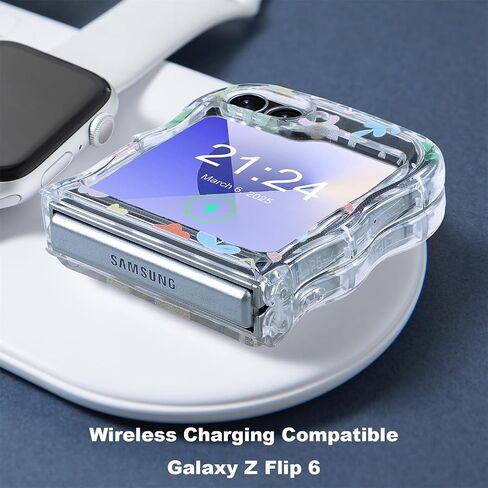 DAKORIE Galaxy Z Flip 6 Case Clear Flip 6 Case Flower Protective Cover for Samsung Galaxy Z Flip 5 2023/Galaxy Z Flip 6 2024 5G for Women Girl - Floral A in Kuwait