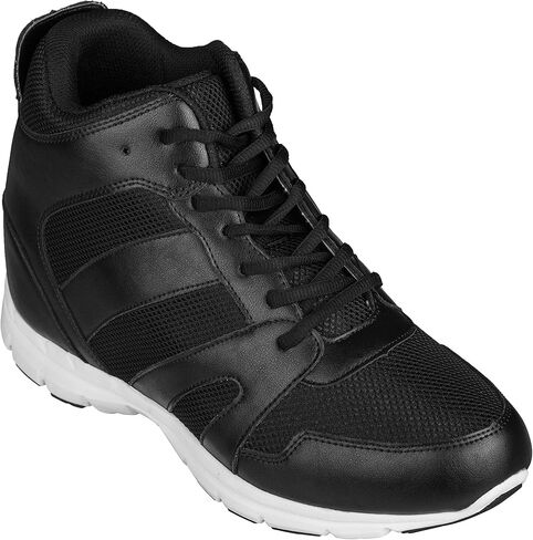 CALTO Men's Invisible Height Increasing Elevator Shoes - Leather/Mesh Lace-up Sporty Trainers - 4 Inches Taller in Kuwait