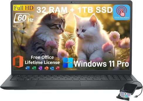 Dell Inspiron 15 3530 محمول شاشة تعمل باللمس-كمبيوتر محمول للأعمال والطالب ، ث/حياة المكتب وفوز 11 Pro ، Intel I5-1334U ، 15.6 "FHD Anti-Glare Display ، DVD Off in Kuwait