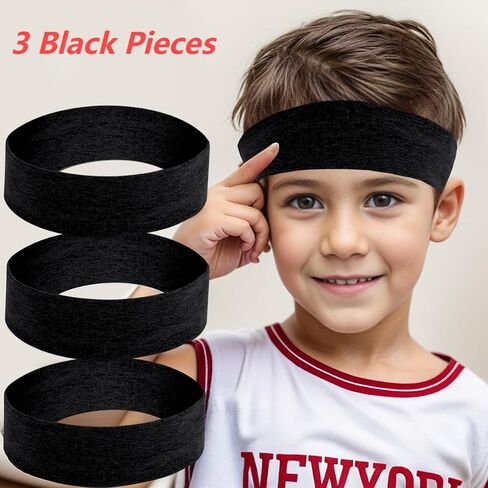 3 Pieces Set-Kid Sports Headbands and Sweatbands, Moisture Wicking Athletic Cotton, Elastic, Soft Pure Cotton for Running, Tennis, Basketball, Soccer, Volleyball in Saudi Arabia