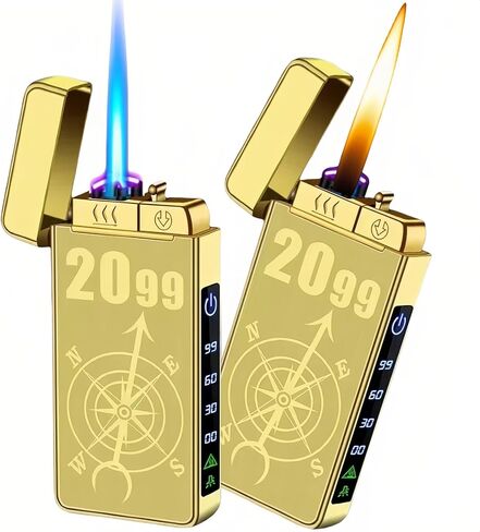 أخف وزناً ، Butane Torch Open Flame Plasma Dual Arc 3-in-1 أخف وزناً ، ولاعات كهربائية قابلة لإعادة الشحن مع مصباح يدوي ، ولاعات قابلة لإعادة تعبئة الرياح (بدون وقود) (جليد أزرق) in Kuwait