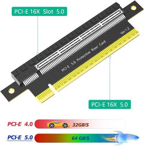 JMT PCI-e Express 16x إلى 1x 16x بطاقة تمديد الذكور إلى محول بطاقة Riser الإناث لبطاقة الرسومات (16x إلى 16x PCIE5.0) in Kuwait
