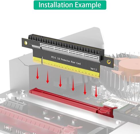 JMT PCI-e Express 16x إلى 1x 16x بطاقة تمديد الذكور إلى محول بطاقة Riser الإناث لبطاقة الرسومات (16x إلى 16x PCIE5.0) in Kuwait