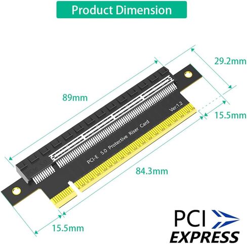 JMT PCI-e Express 16x إلى 1x 16x بطاقة تمديد الذكور إلى محول بطاقة Riser الإناث لبطاقة الرسومات (16x إلى 16x PCIE5.0) in Kuwait