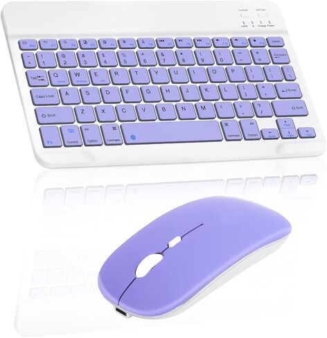 Rechargeable Bluetooth Keyboard and Mouse Combo Ultra Slim Full-Size Keyboard and Ergonomic Mouse for HTC Wildfire E3 and All Bluetooth Enabled Mac/Tablet/iPad/PC/Laptop - Violet Purple in Saudi Arabia