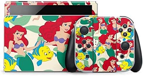Skinit Decal Gaming Skin Compatible with Nintendo Switch OLED (2021) - Officially Licensed Disney The Little Mermaid Ariel and Flounder Pattern Design in Saudi Arabia