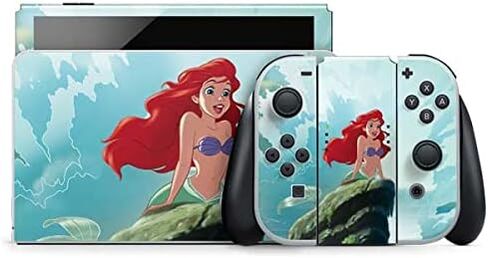 Skinit Decal Gaming Skin Compatible with Nintendo Switch OLED (2021) - Officially Licensed Disney The Little Mermaid Ariel and Flounder Pattern Design in Saudi Arabia