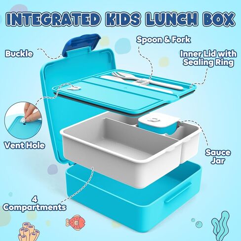 صندوق غداء ليهو كاسل بينتو للأطفال مع 4 حجرات، حاويات غداء سعة 1300 مل مع وعاء صلصة وملعقة وشوكة، متينة ومضادة للتسرب، وخالية من البيسفينول A ومواد آمنة للطعام (وردي ساطع) in Kuwait
