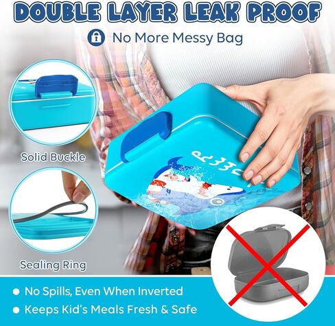 صندوق غداء ليهو كاسل بينتو للأطفال مع 4 حجرات، حاويات غداء سعة 1300 مل مع وعاء صلصة وملعقة وشوكة، متينة ومضادة للتسرب، وخالية من البيسفينول A ومواد آمنة للطعام (وردي ساطع) in Kuwait