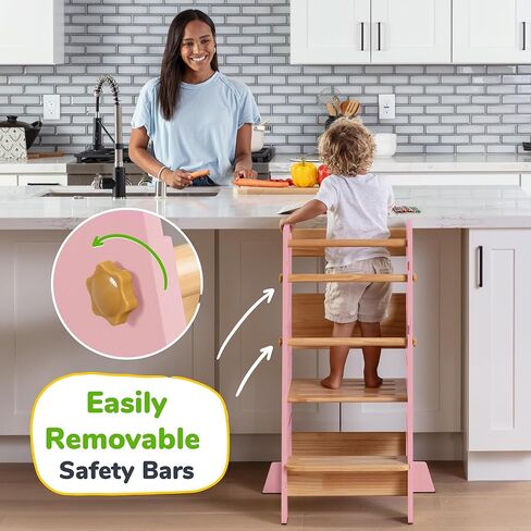 برج واقف للأطفال الصغار - مقعد مونتيسوري آمن للأطفال الصغار، برج مثالي لتعلم مهارات جديدة - مساعد مثالي للأطفال الصغار في المطبخ - أبيض in Kuwait