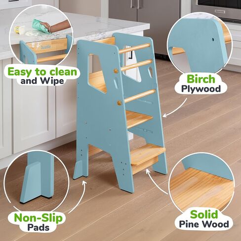Toddler Standing Tower - Adjustable Height Toddler Kitchen Stool Helper - Ideal Kids Kitchen Step Stool for Learning New Skills - 2024 Design with Safety Feet - Pink in Saudi Arabia
