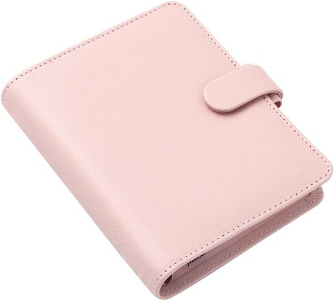 Filofax Saffiano Organizer, Pocket Size, Blush - Cross-Grain, Leather-Look, Six Rings, Week-to-View Calendar Diary, Multilingual, 2024 (C022697-24) in Saudi Arabia