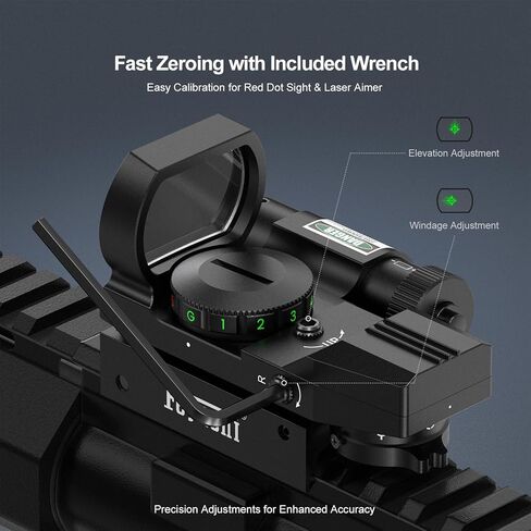 Feyachi Reflex Sight - 4 Reticle Red & Green Dot Sight Optics with Integrated Red/Green Laser Sight Less Than 5mW Output in Kuwait
