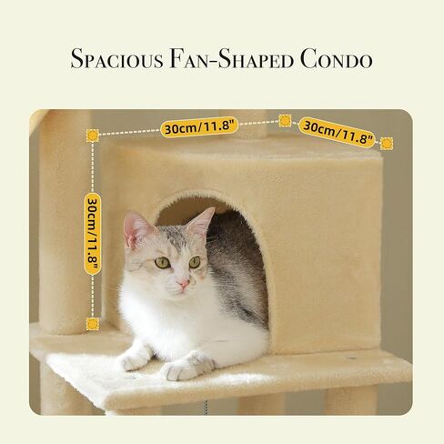 باوز رود برج للقطط من الارض الى السقف مع ارتفاع قابل للتعديل (241-273 سم)، مركز نشاط تسلق القطط من 5 طبقات مع ارجوحة مريحة ومنصات وكرات متدلية للقطط في الاماكن المغلقة in Kuwait