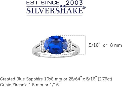 Silvershake البيضاوي قطع الأحجار الكريمة 925 فضة المعاصرة اليد اليمنى كوكتيل خاتم للذكرى السنوية للنساء in Saudi Arabia