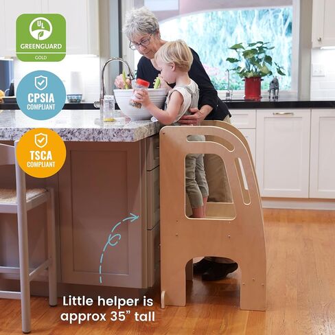 ECR4Kids Chef's Helper Kitchen Tower, Step Stool, White Wash in Saudi Arabia
