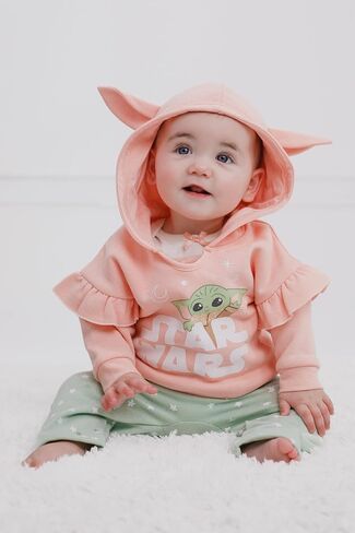 STAR WARS The Mandalorian The Child Baby Girls 3 Piece Outfit Set: Pullover Hoodie Cuddly Bodysuit Pants in Saudi Arabia
