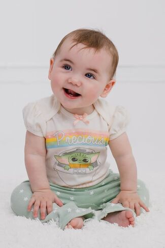 STAR WARS The Mandalorian The Child Baby Girls 3 Piece Outfit Set: Pullover Hoodie Cuddly Bodysuit Pants in Saudi Arabia