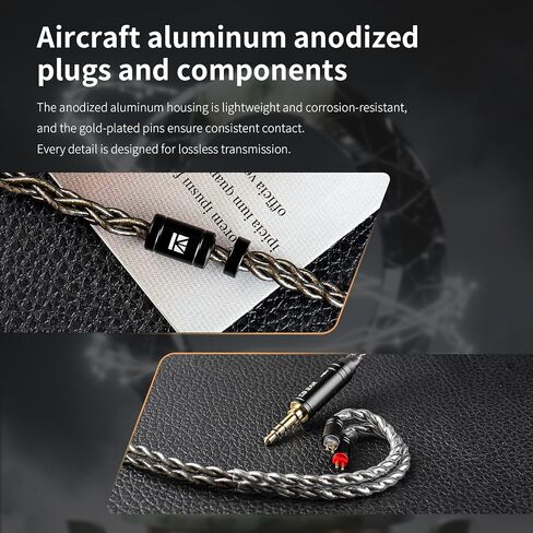 EZ EAR KBEAR DarkJade IEM Cable in Ear Monitor Cord with Silver-Plated Plug for KZ ZS10PRO/ZS12 PRO X/EDX PRO/ZSN PRO X/CASTOR/AS16 PRO/AS24/ZAR/ZAS/ZAX,CCA CRA/C10 (3.5mm-Without mic, Gray, QDC) in Saudi Arabia